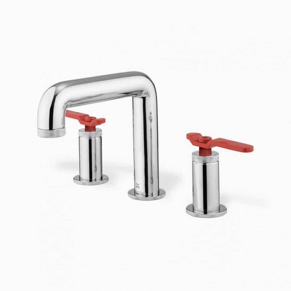 Union Widespread Basin Faucet with Red Lever Handles PC