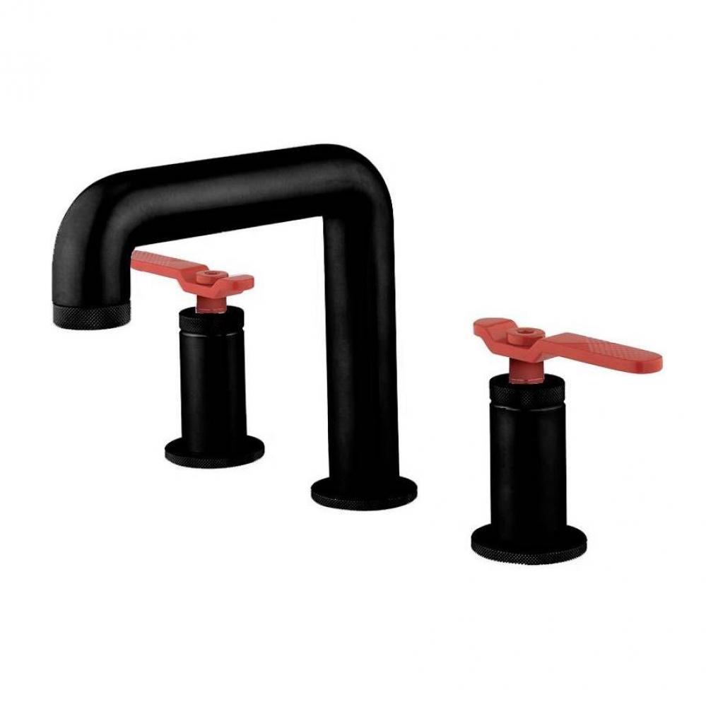Union Widespread Basin Faucet with Red Lever Handles MB
