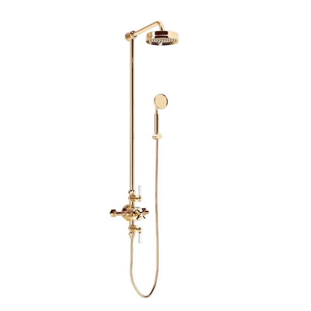 Waldorf Shower Set with White Lever Handles (Hook) B