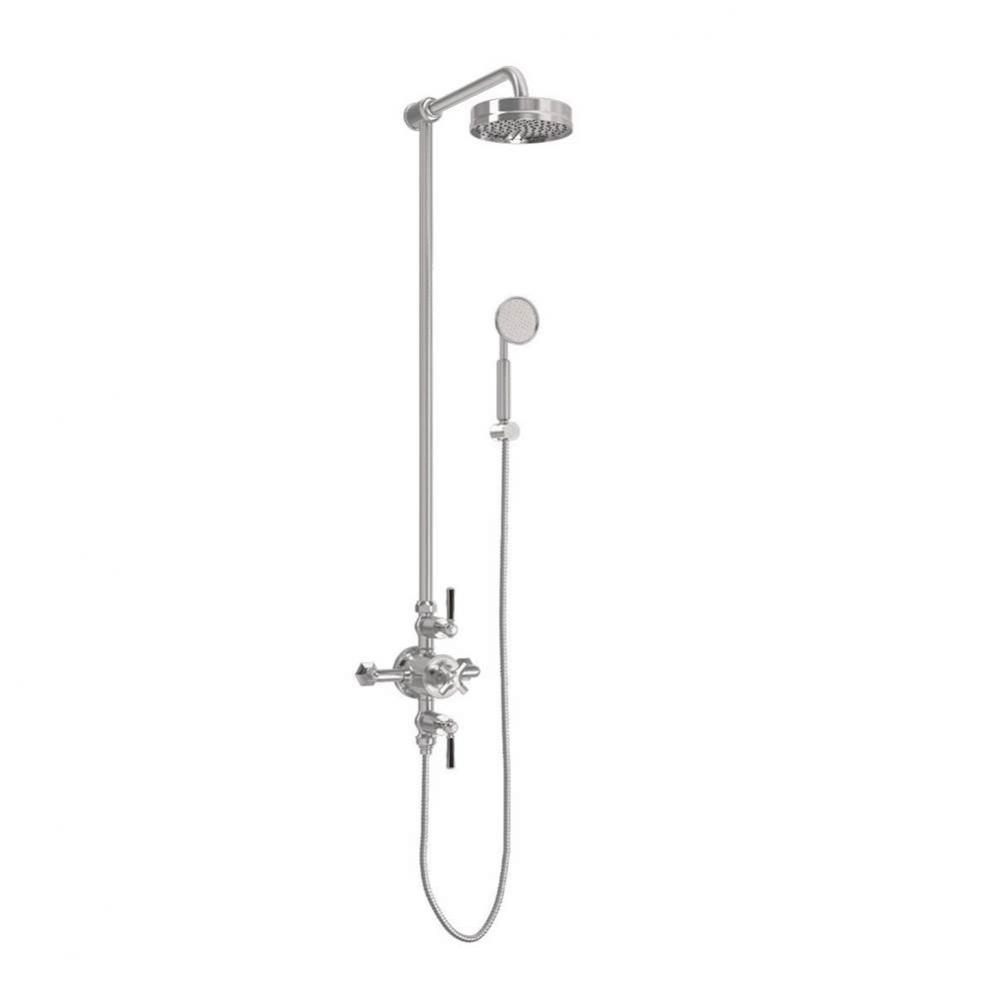 Waldorf Shower Set with Black Lever Handles (Hook) SN