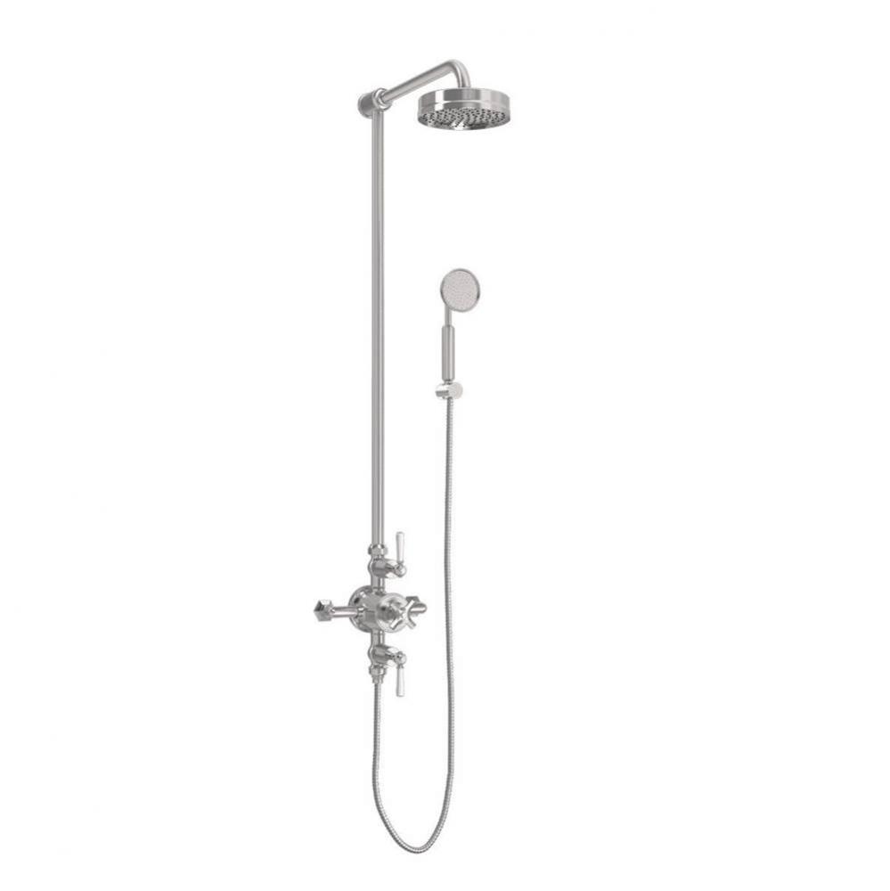 Waldorf Shower Set with White Lever Handles (Hook) SN