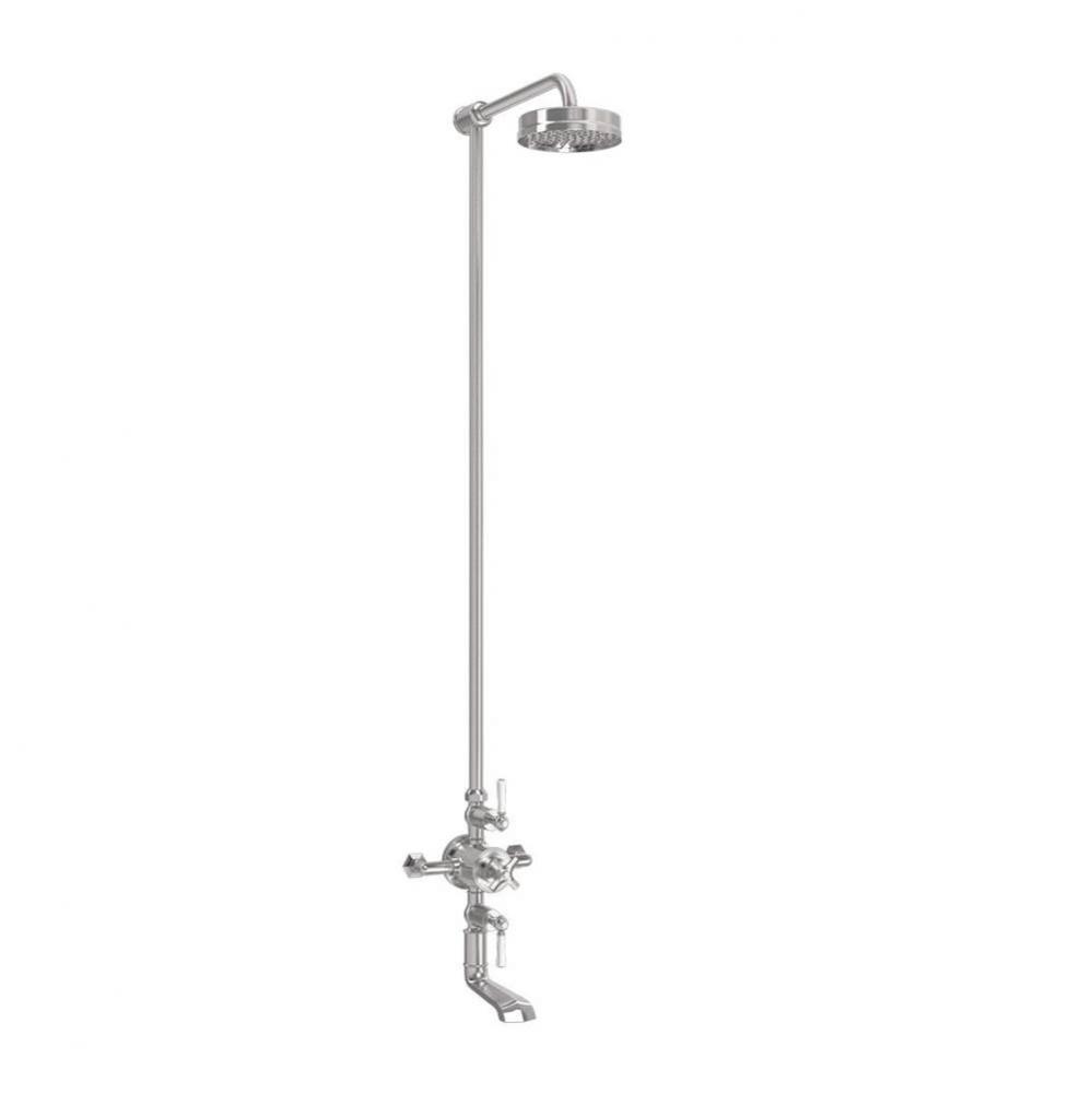 Waldorf Exposed Tub & Shower with White Lever Handles SN