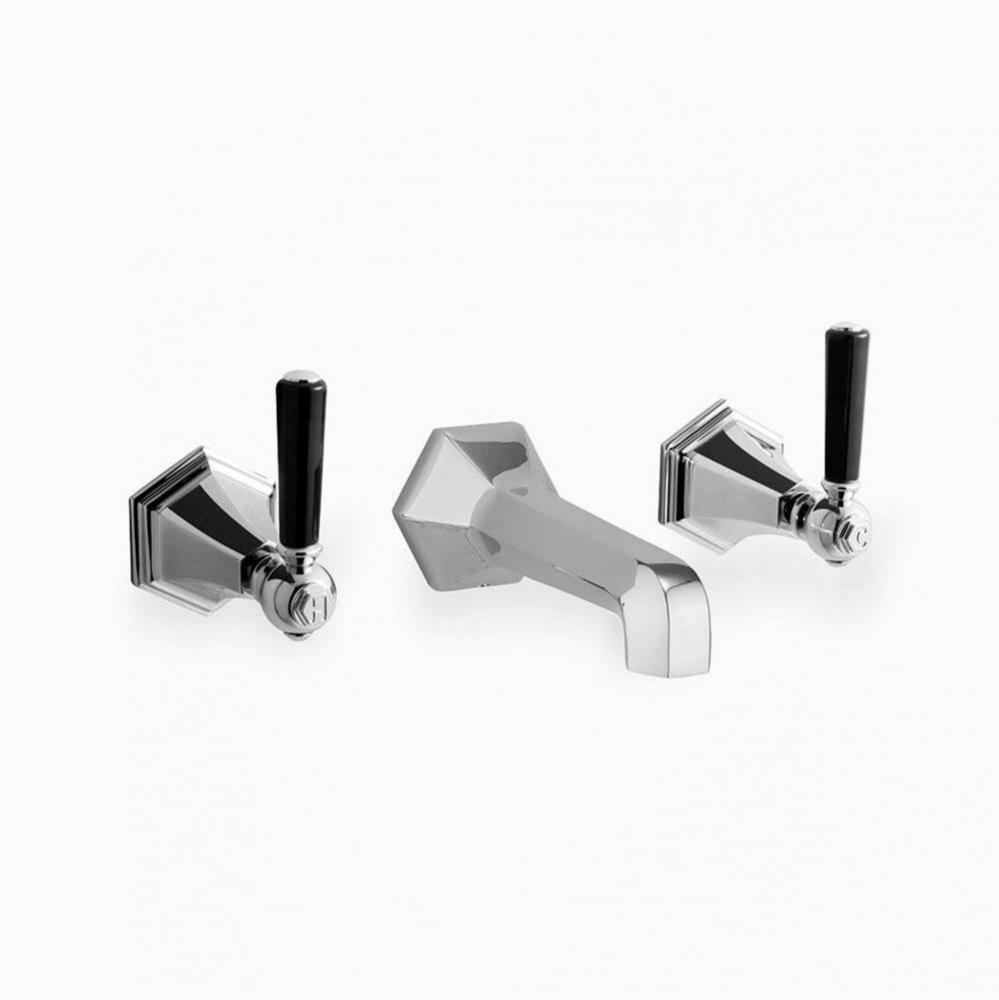 Waldorf Wall-mount Widespread Basin Faucet Trim with Black Lever Handles PC