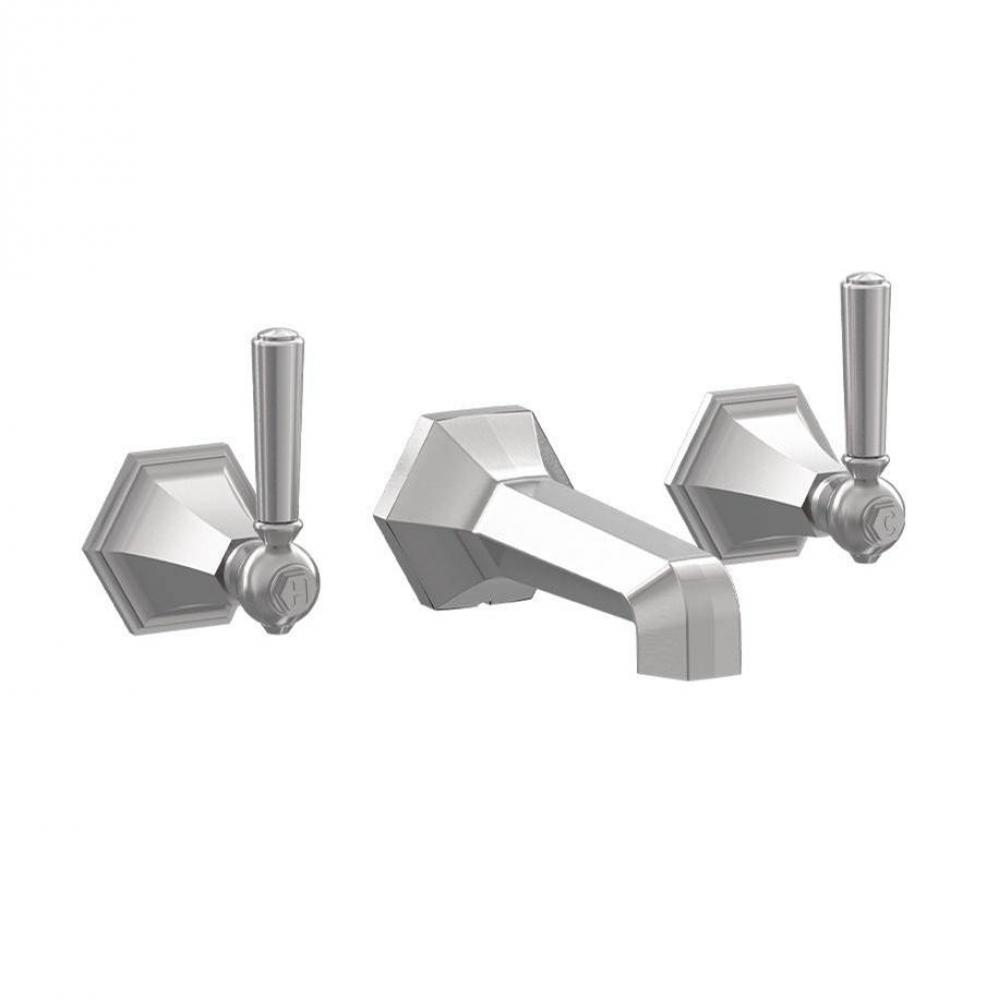 Waldorf Wall-mount Widespread Basin Faucet Trim with Metal Lever Handles SN