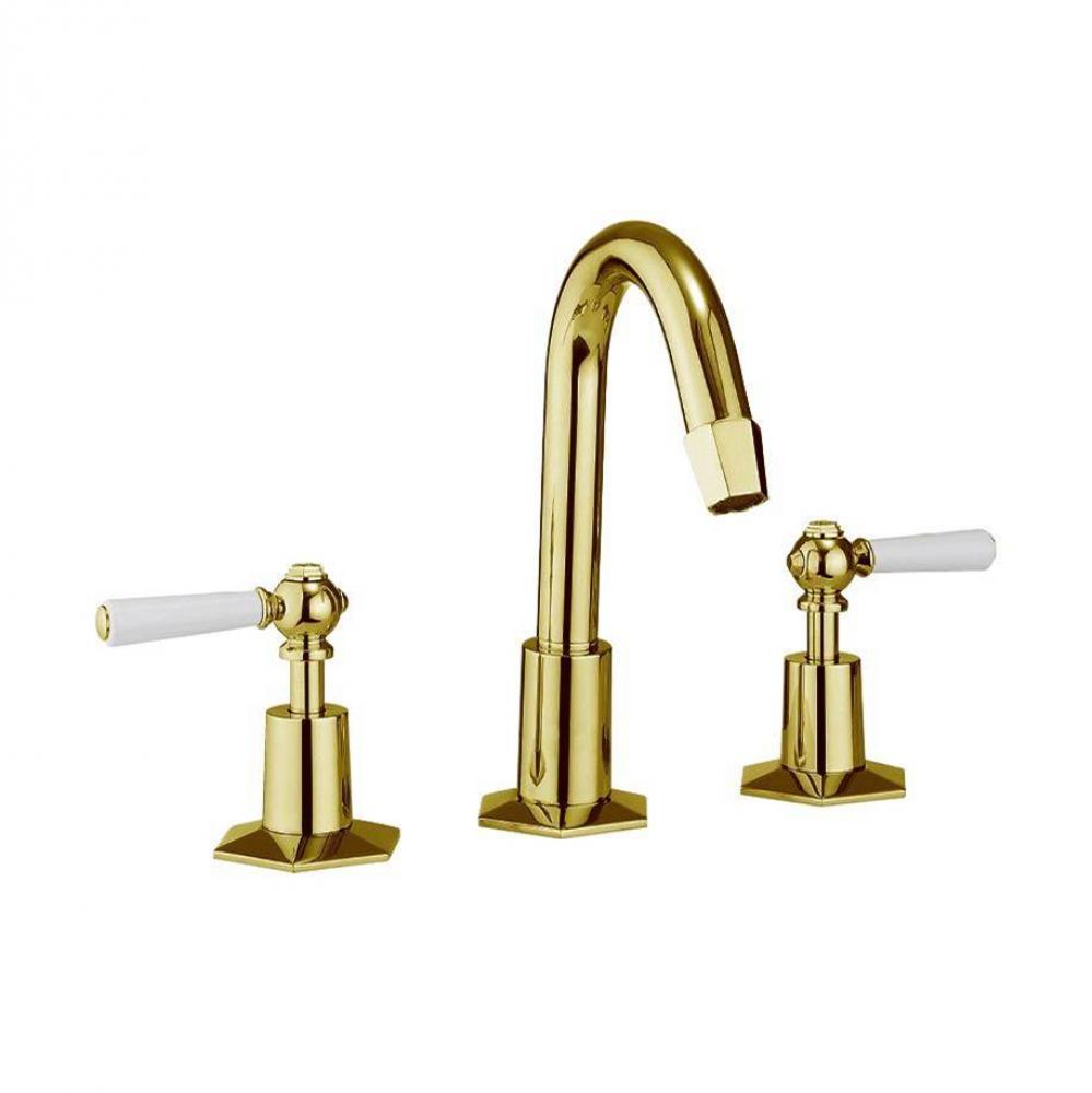 Waldorf Basin Faucet with Tall Spout and White Lever Handles B