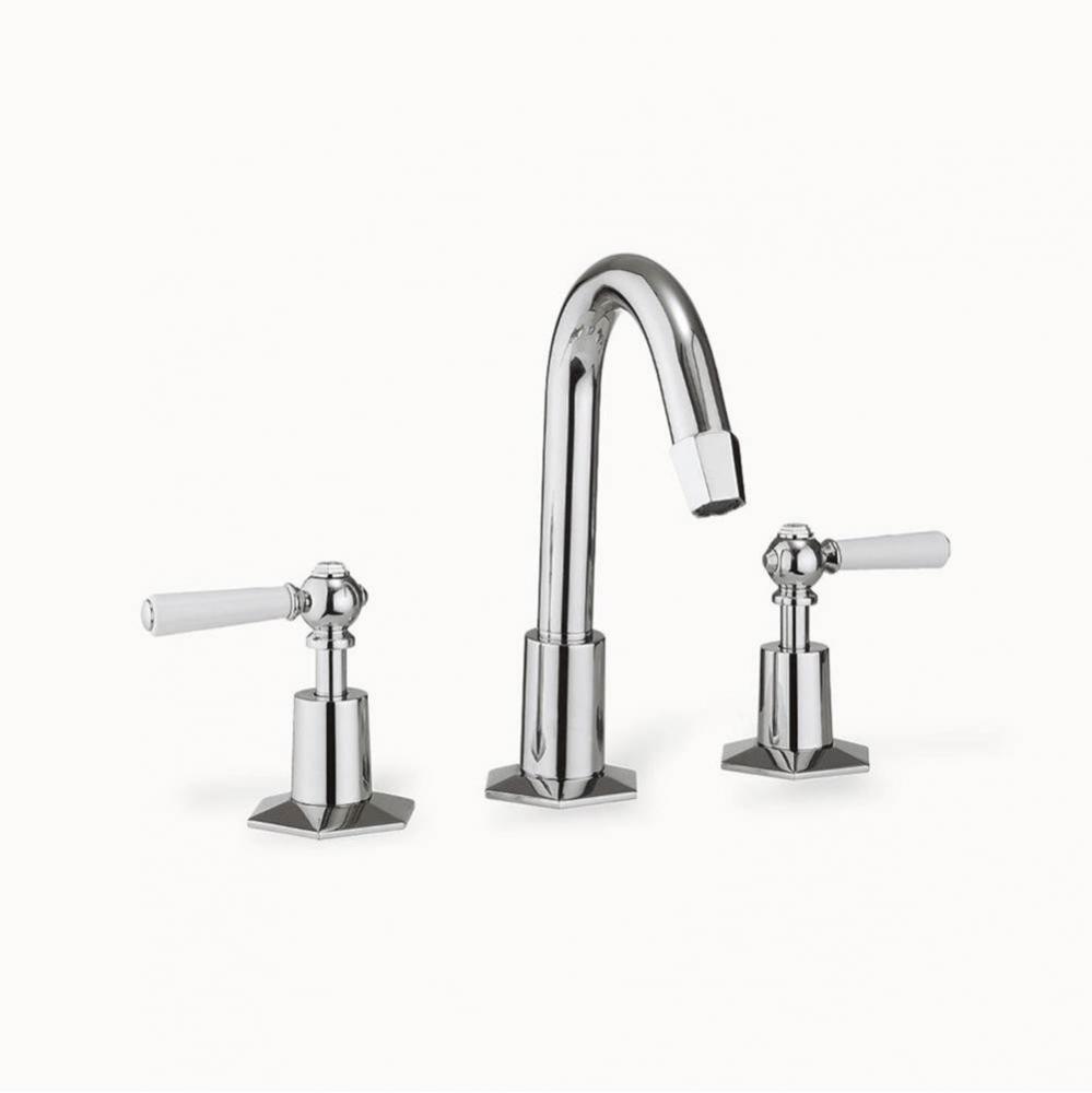 Waldorf Basin Faucet with Tall Spout and White Lever Handles PC