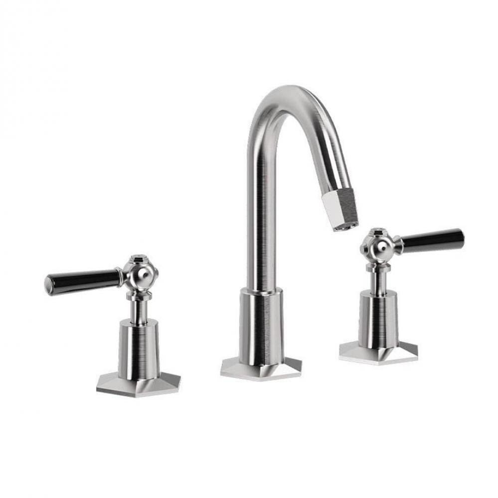 Waldorf Basin Faucet with Tall Spout and Black Lever Handles SN