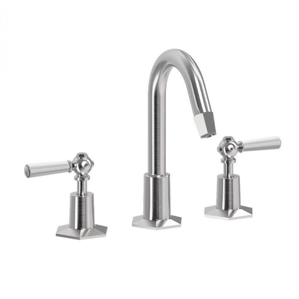 Waldorf Basin Faucet with Tall Spout and White Lever Handles SN