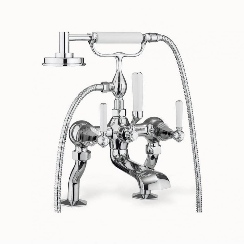Waldorf Exposed Tub Faucet with White Lever Handles PC