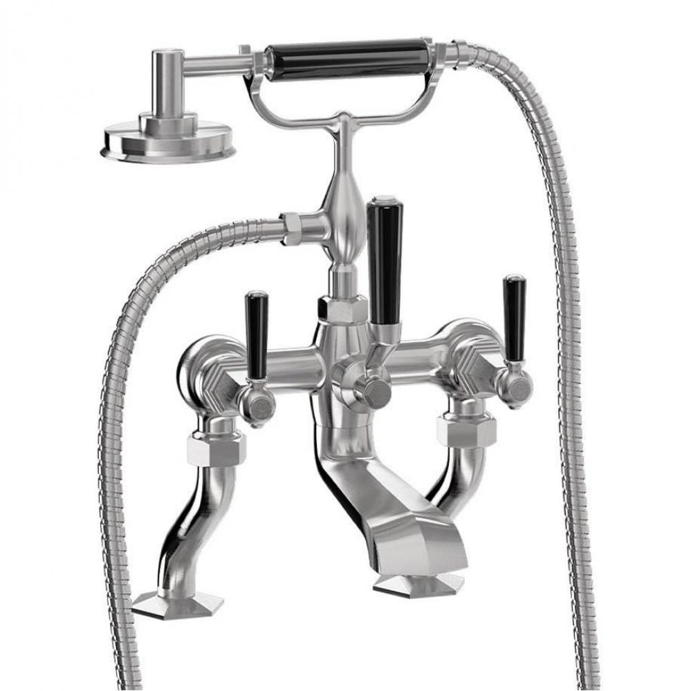 Waldorf Exposed Tub Faucet with Black Lever Handles SN