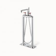 Crosswater London US-UN399TFC_RLV - Union Floor-mount Tub Filler with Red Lever Handles PC