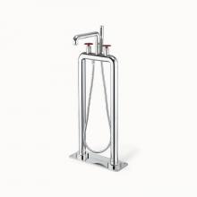 Crosswater London US-UN399TFC_RR - Union Floor-mount Tub Filler with Red Round Handles PC