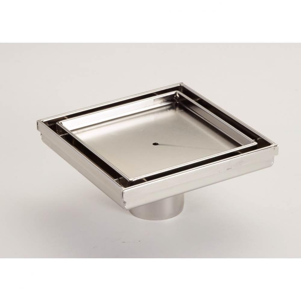 6'' SS Tile Insert Point Drain & Body - Polished Stainless