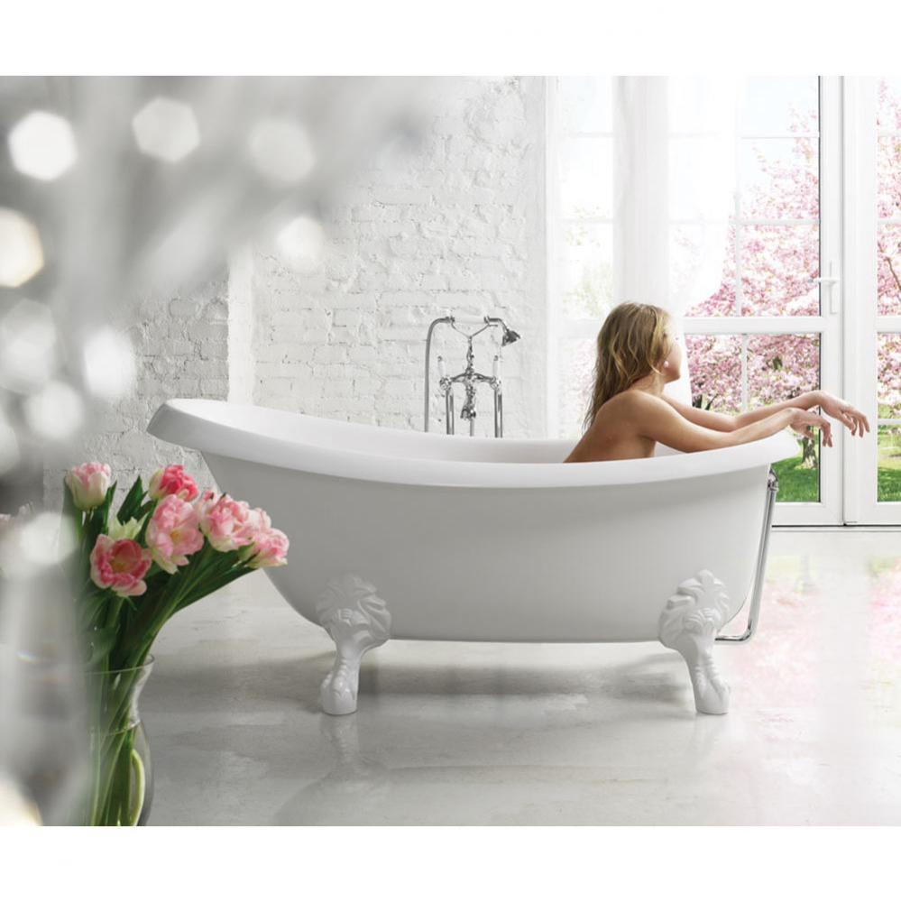 Nostalgia-Wht-Stn-Legs Freestanding Cast Stone Bathtub