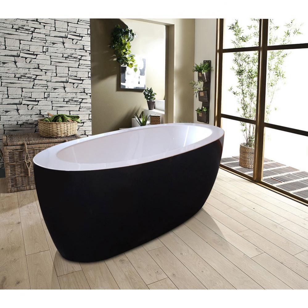 PureScape 174B-Blck-Wht Freestanding Acrylic Bathtub