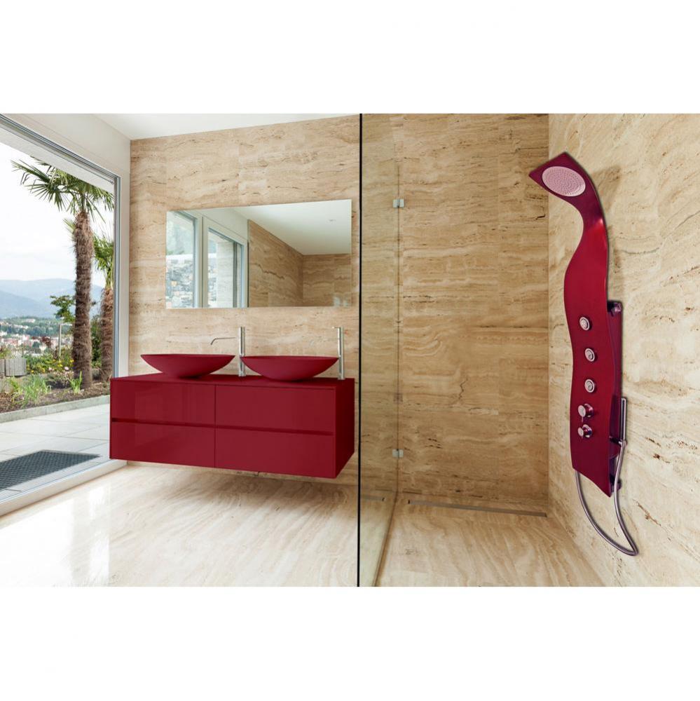 Aquatica Elise Wall-Mounted Solid Surface Shower Panel in Red Matte