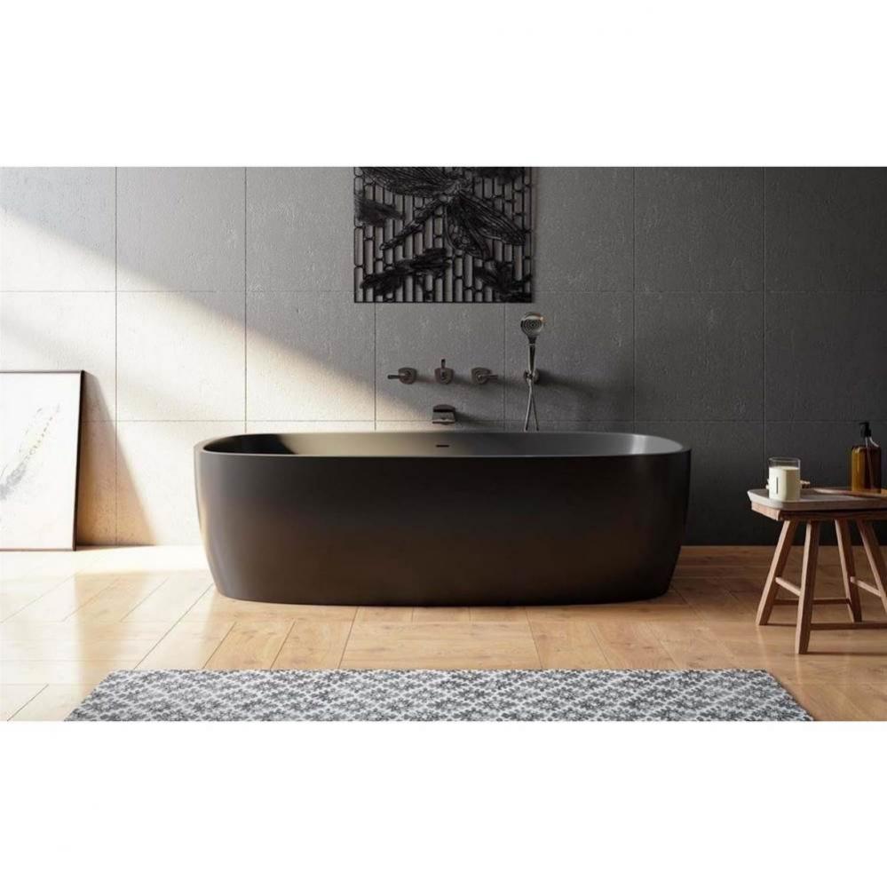Aquatica Coletta™ Graphite Black Freestanding Solid Surface Bathtub