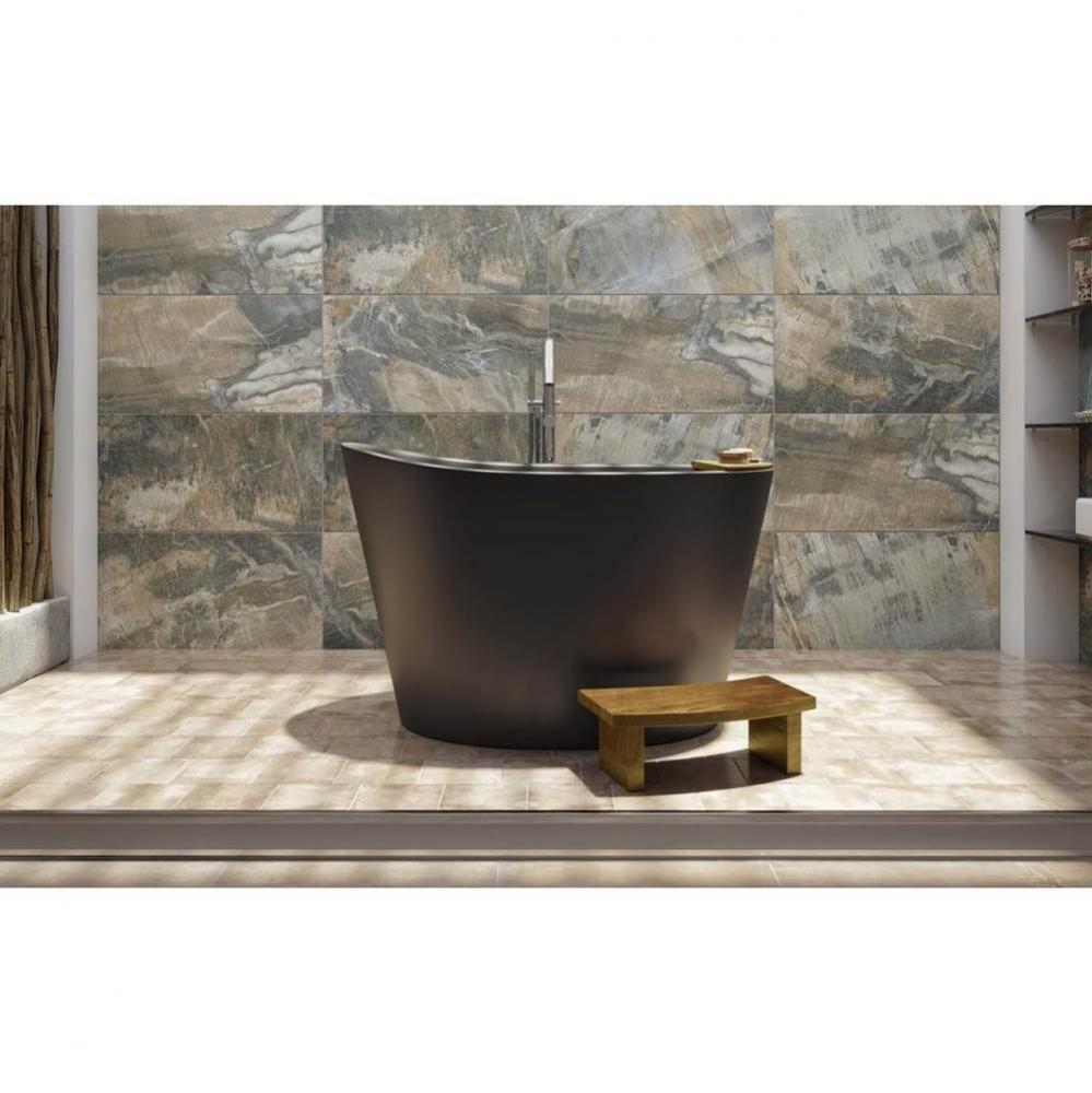 Aquatica True Ofuro Black Freestanding Stone Japanese Soaking Bathtub