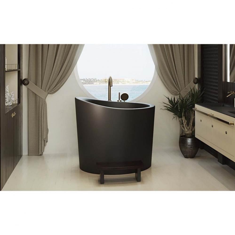 Aquatica True Ofuro Mini Black Freestanding Stone Japanese Soaking Bathtub