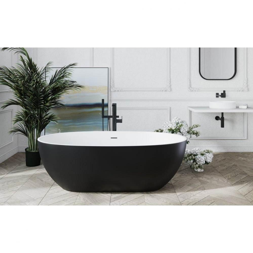 Aquatica Corelia-Blck-Wht™ Freestanding Solid Surface Bathtub