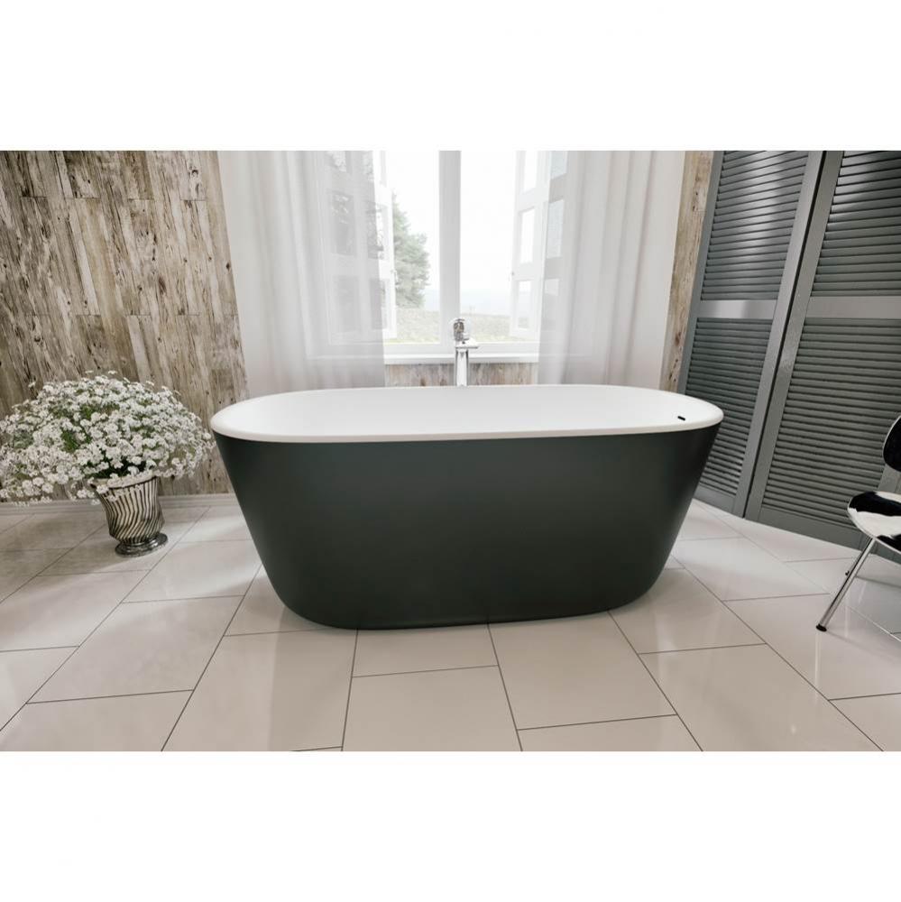 Aquatica Lullaby-Mini-Blck-Wht™ Freestanding Solid Surface Bathtub