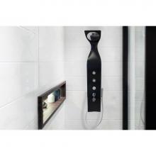 Aquatica Elise-Show-Blck - Aquatica Elise Wall-Mounted Solid Surface Shower Panel in Black Matte