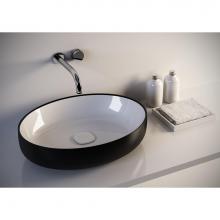 Aquatica Metamorfosi-O-Blck-Wht - Aquatica Metamorfosi-Blck-Wht Oval Ceramic Bathroom Vessel Sink