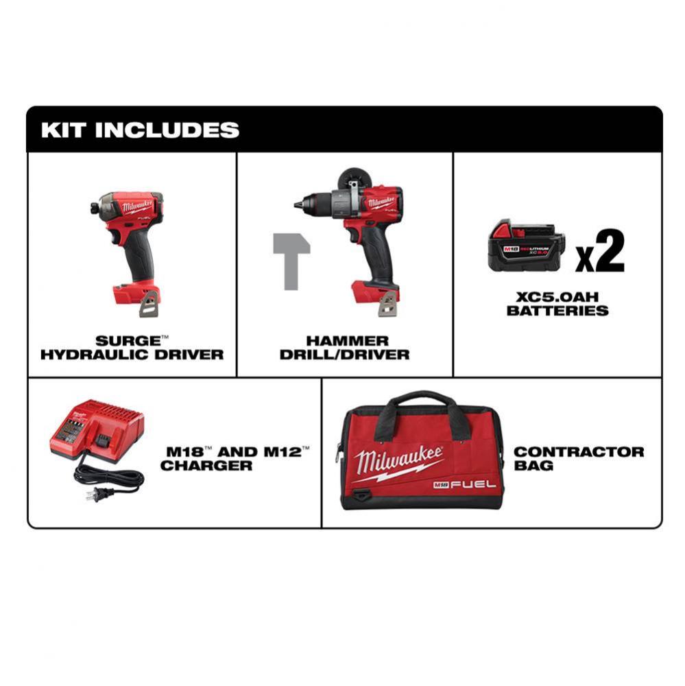 M18 Fuel 2-Tool Hammer Drill And Surge Hydraulic Driver Combo Kit