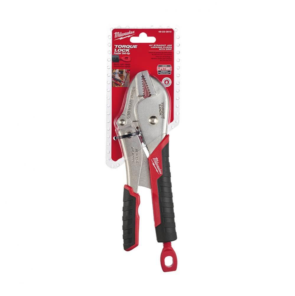 10'' Torque Lock Straight Jaw Locking Pliers With Grip