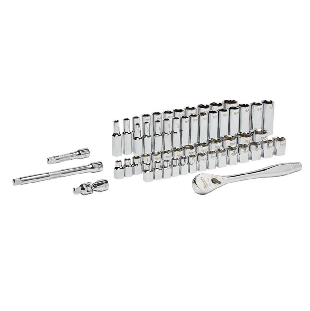 3/8'' Drive 56Pc Ratchet And Socket Set - Sae And Metric