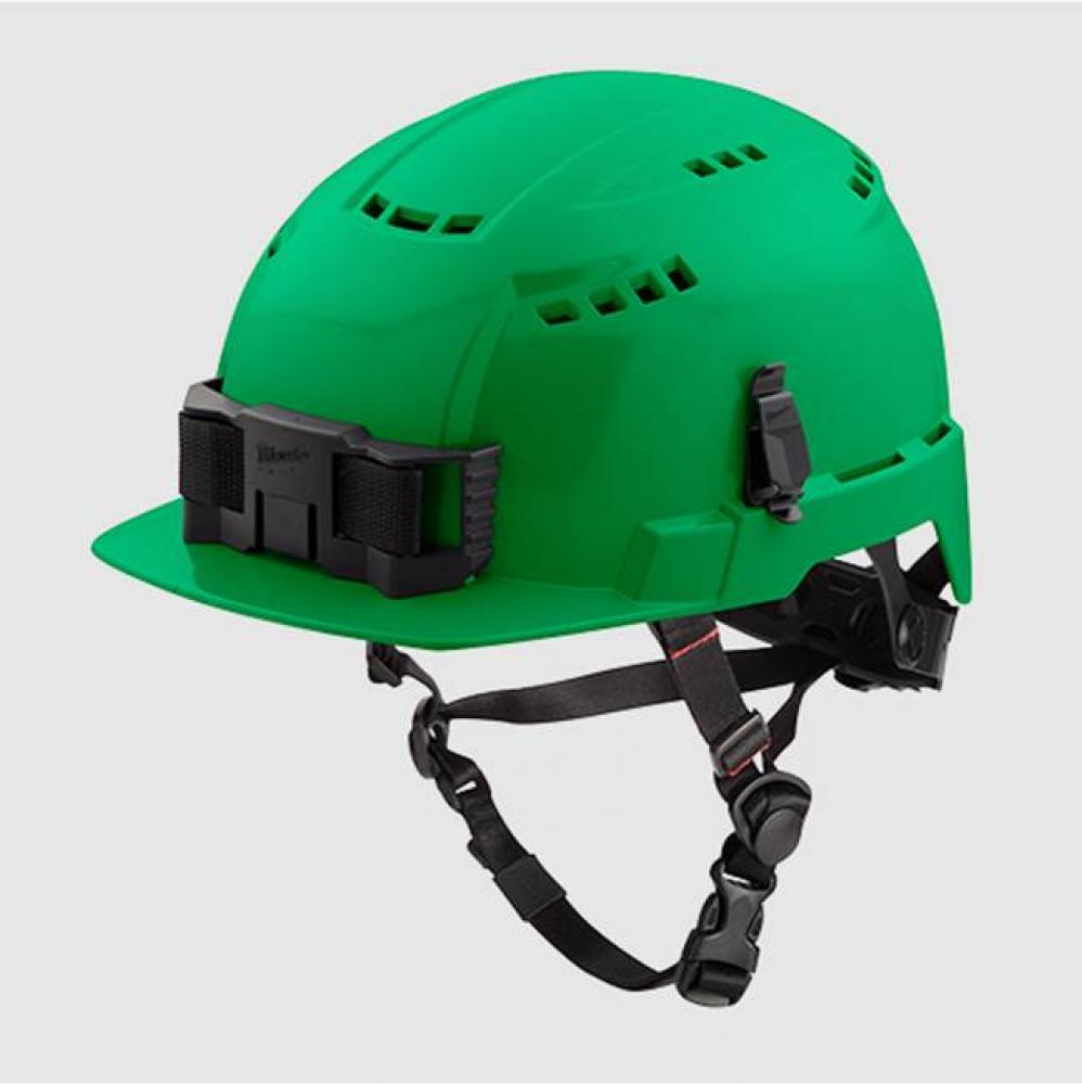 Green Front Brim Vented Helmet With Bolt - Class C