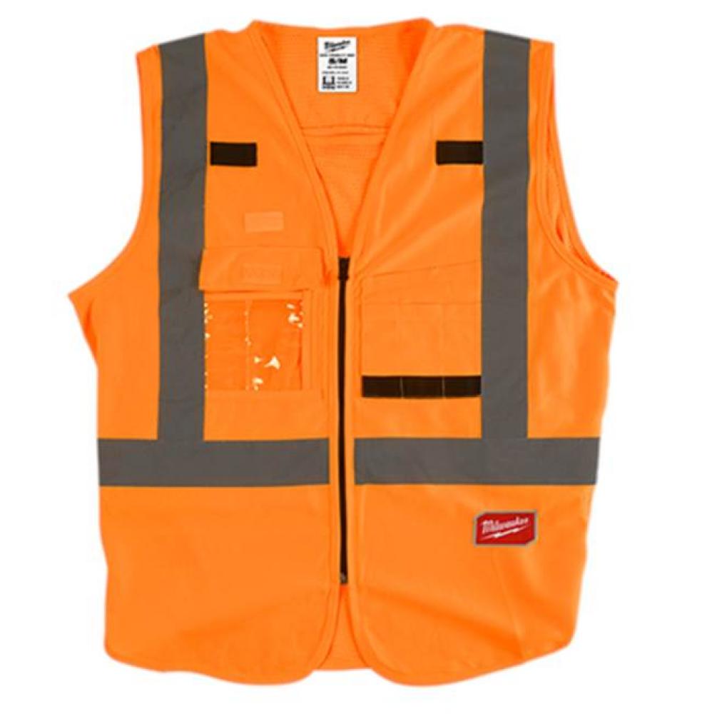 High Visibility Orange Safety Vest - L/Xl