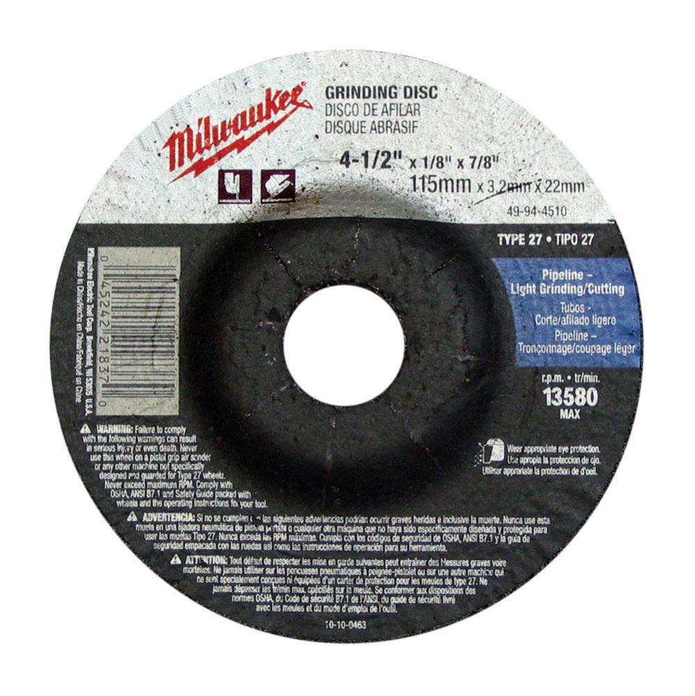 4-1/2'' x 1/4'' x 7/8'' Grinding Wheel (Type 27)