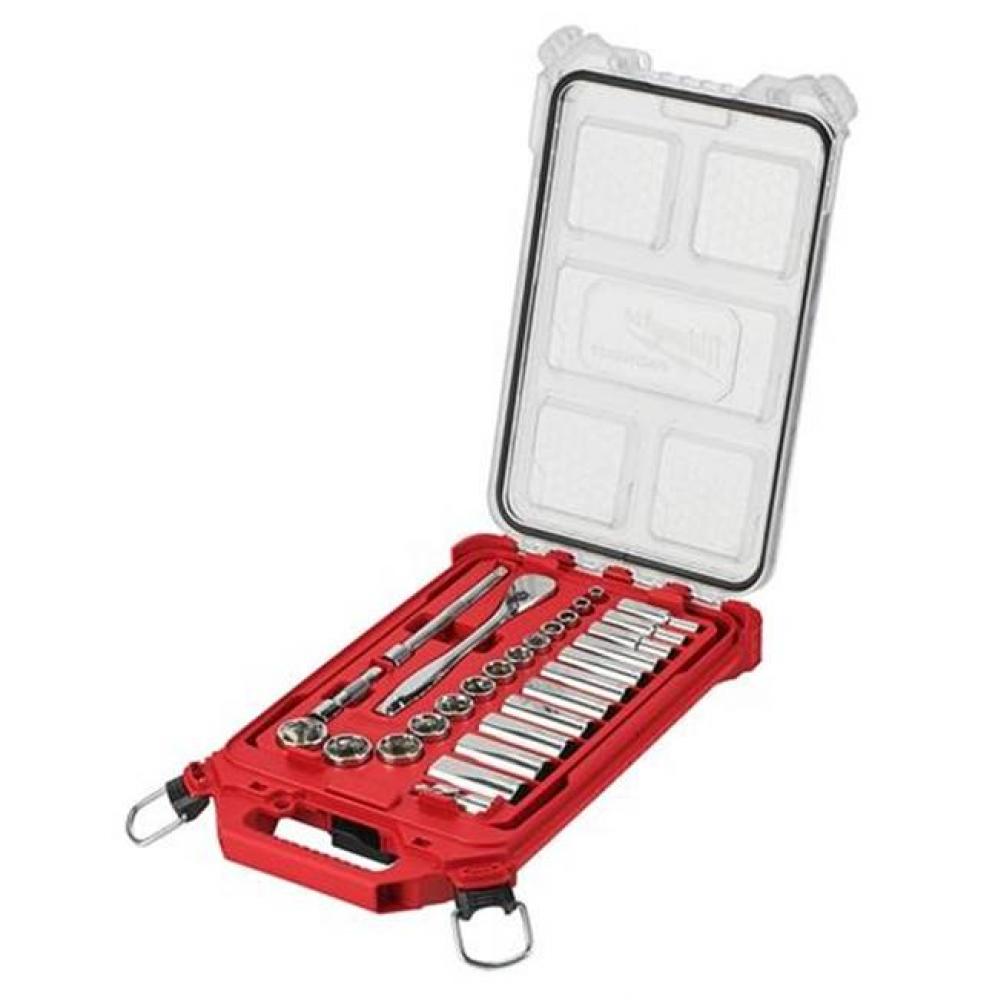 3/8'' 28Pc Ratchet And Socket Set In Packout - Sae