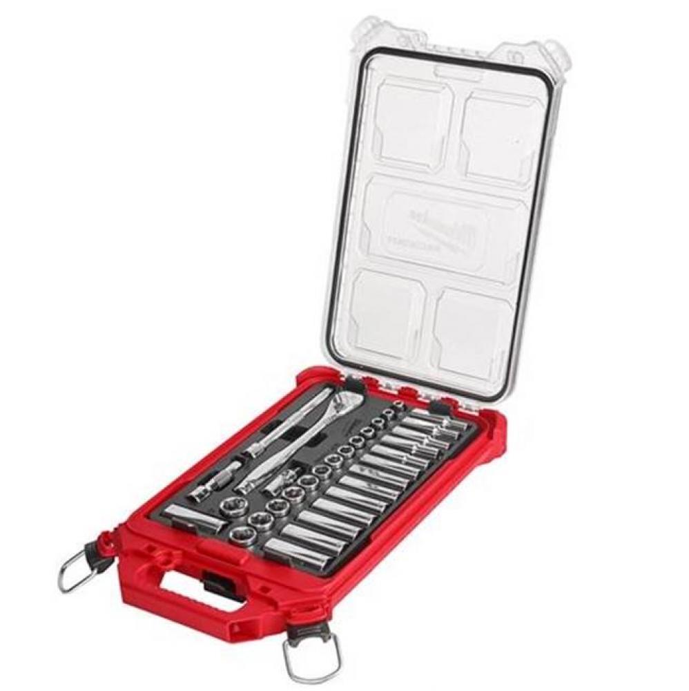 3/8'' 32Pc Ratchet And Socket Set In Packout - Metric