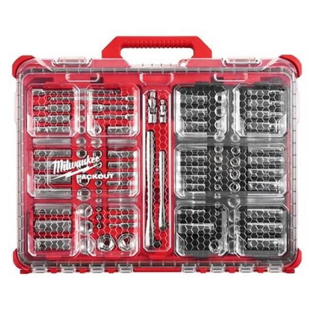 106pc 1/4'' and 3/8'' Metric and SAE Ratchet and Socket Set with PACKOUT Low-P