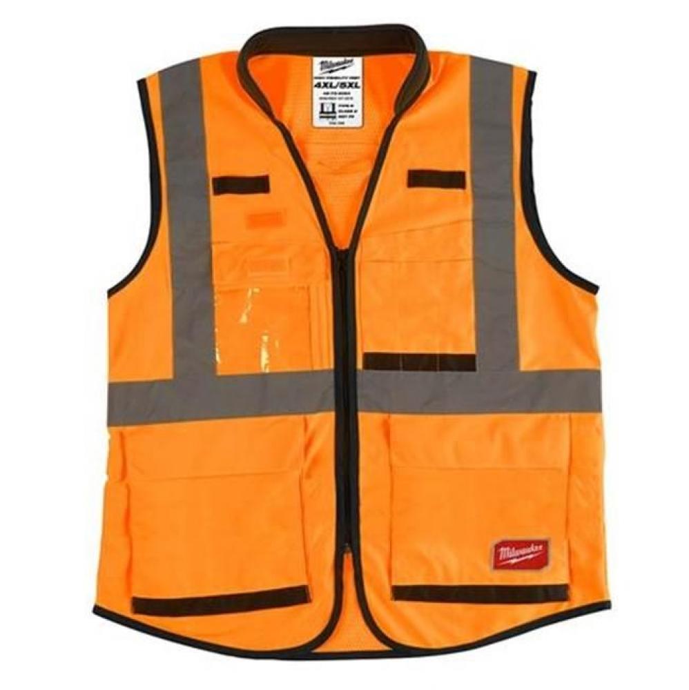 Class 2 High Visibility Orange Performance Safety Vest - 4XL/5XL (ANSI/CSA)