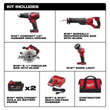 Milwaukee Tool 2694-24 - M18 Combo Cmpt Hmr Dr/Swzl/Circ Saw/Lgt Kit