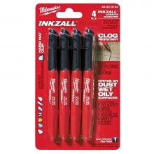 Milwaukee Tool 48-22-3104 - 4Pk Black Fine Point Inkzall Markers