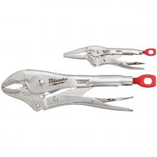 Milwaukee Tool 48-22-3602 - 2Pc 10'' Curved Jaw J And 6'' Long Nose Torque Lock Locking Pliers Set