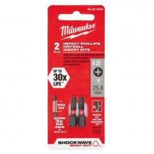 Milwaukee Tool 48-32-4444 - Shockwave Insert Bit Phillips No.2 Red. Dia. - 2Pk