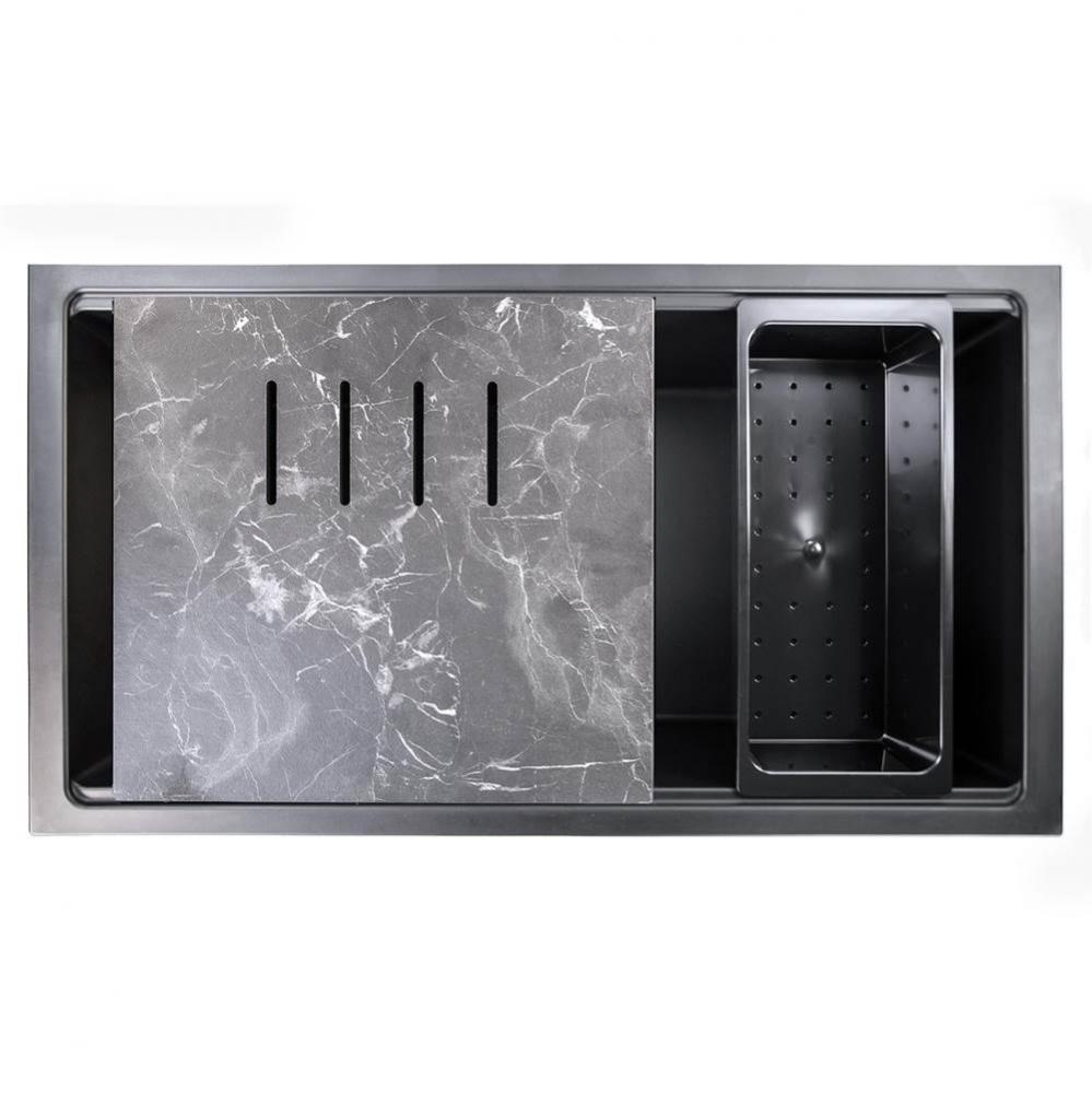 Plymouth Collection Granite Composite Workstation Sink In Matte Black