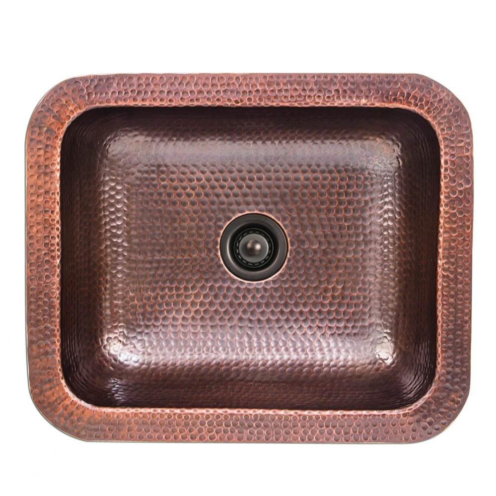 Hammered Copper Rectangle Bar Sink