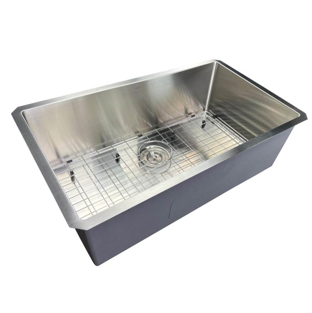 32 Inch Pro Series Large Rectangle Single Bowl Undermount Zero Radius Stainless Steel Kitchen Sink