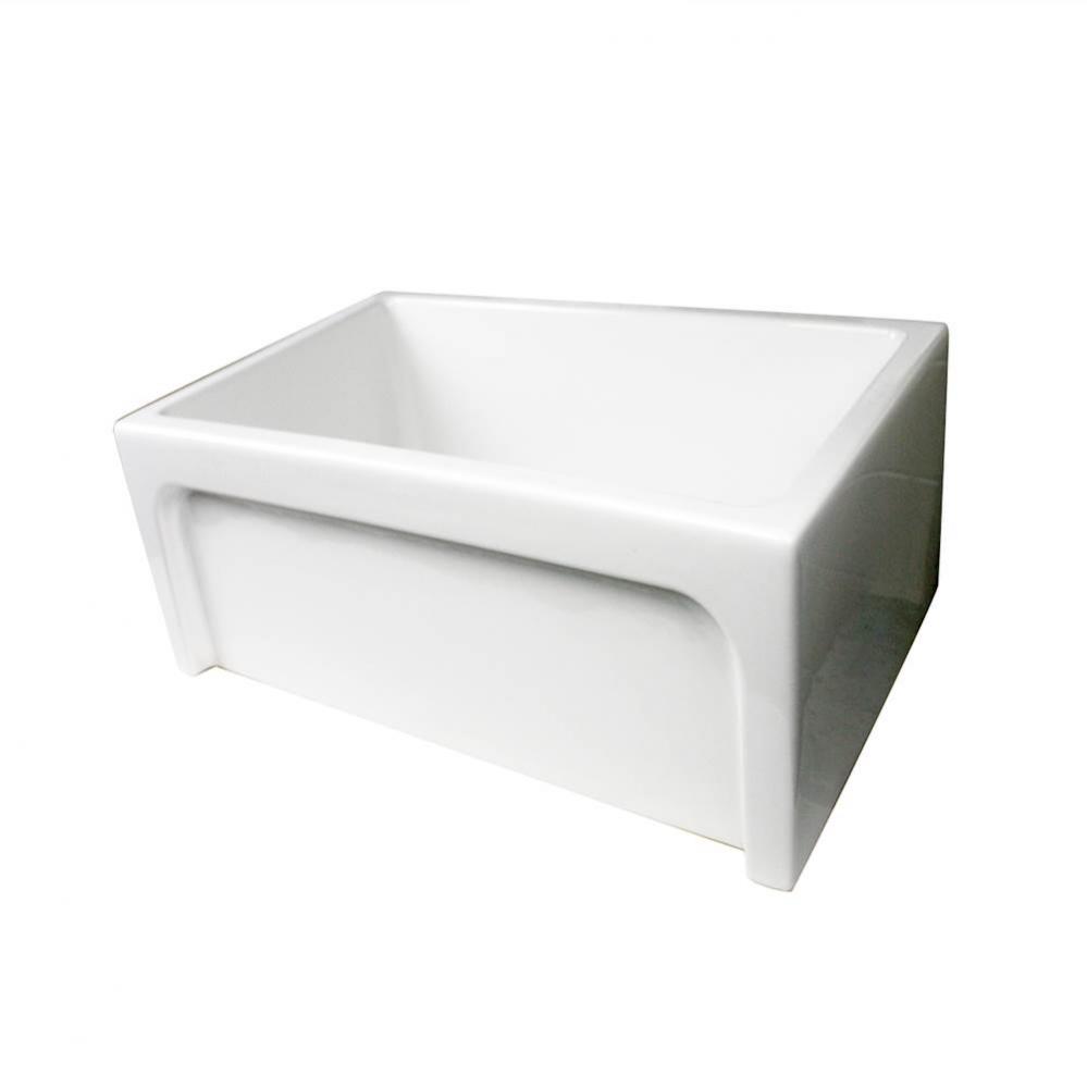 24 Inch Fireclay Farmhouse Apron Sink with reversible facades. Plain on one side and arched on the