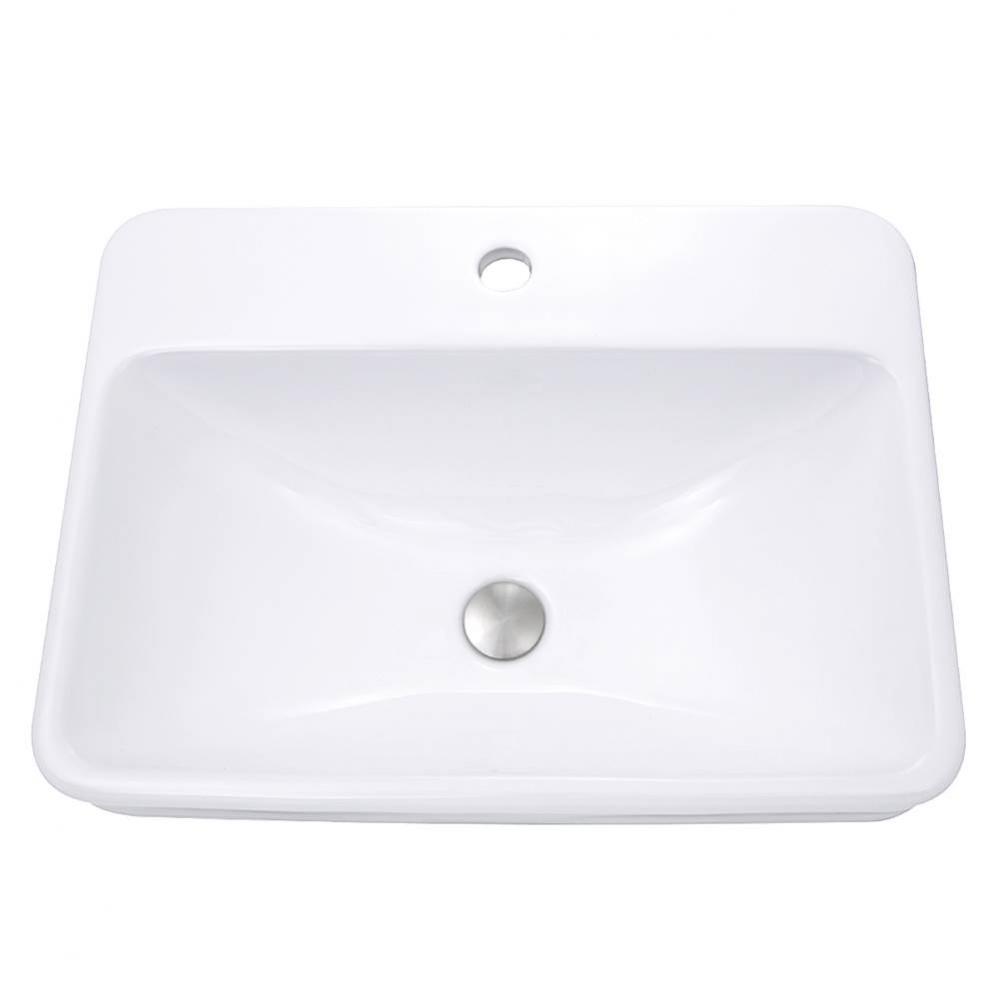 23 Inch 1-hole Rectangular Drop-In Ceramic Vanity Sink