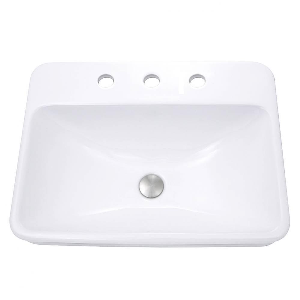 23 Inch 3-hole Rectangular Drop-In Ceramic Vanity Sink