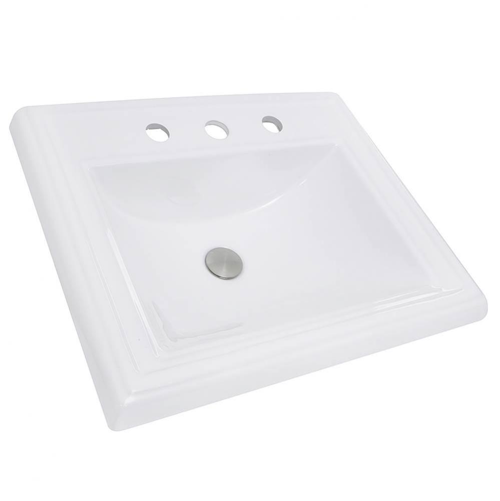 23 Inch Rectangular Drop-In Ceramic Vanity Sink