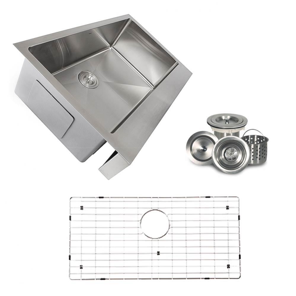 Patented Design Pro Series Single Bowl Undermount Stainless Steel Kitchen Sink with 5.5 Inch Apron