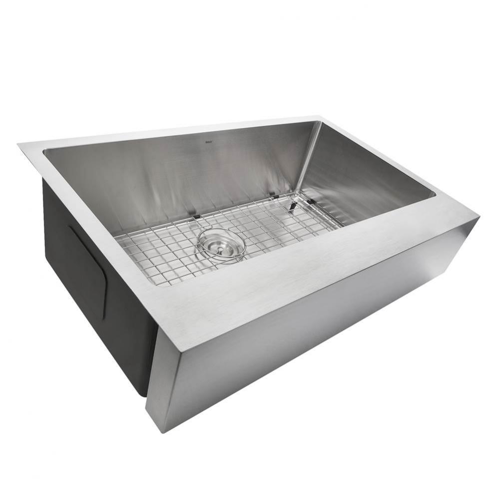 Patented Design Pro Series Single Bowl Undermount Stainless Steel Kitchen Sink with 9 Inch Apron F